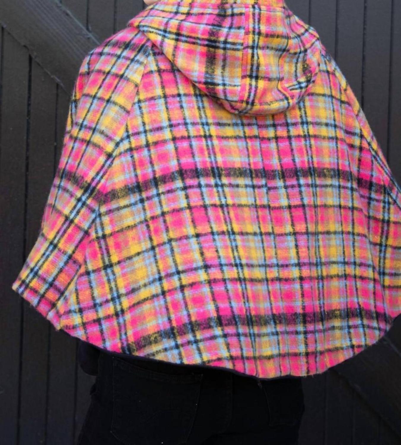 Mari Cape In Pink Plaid