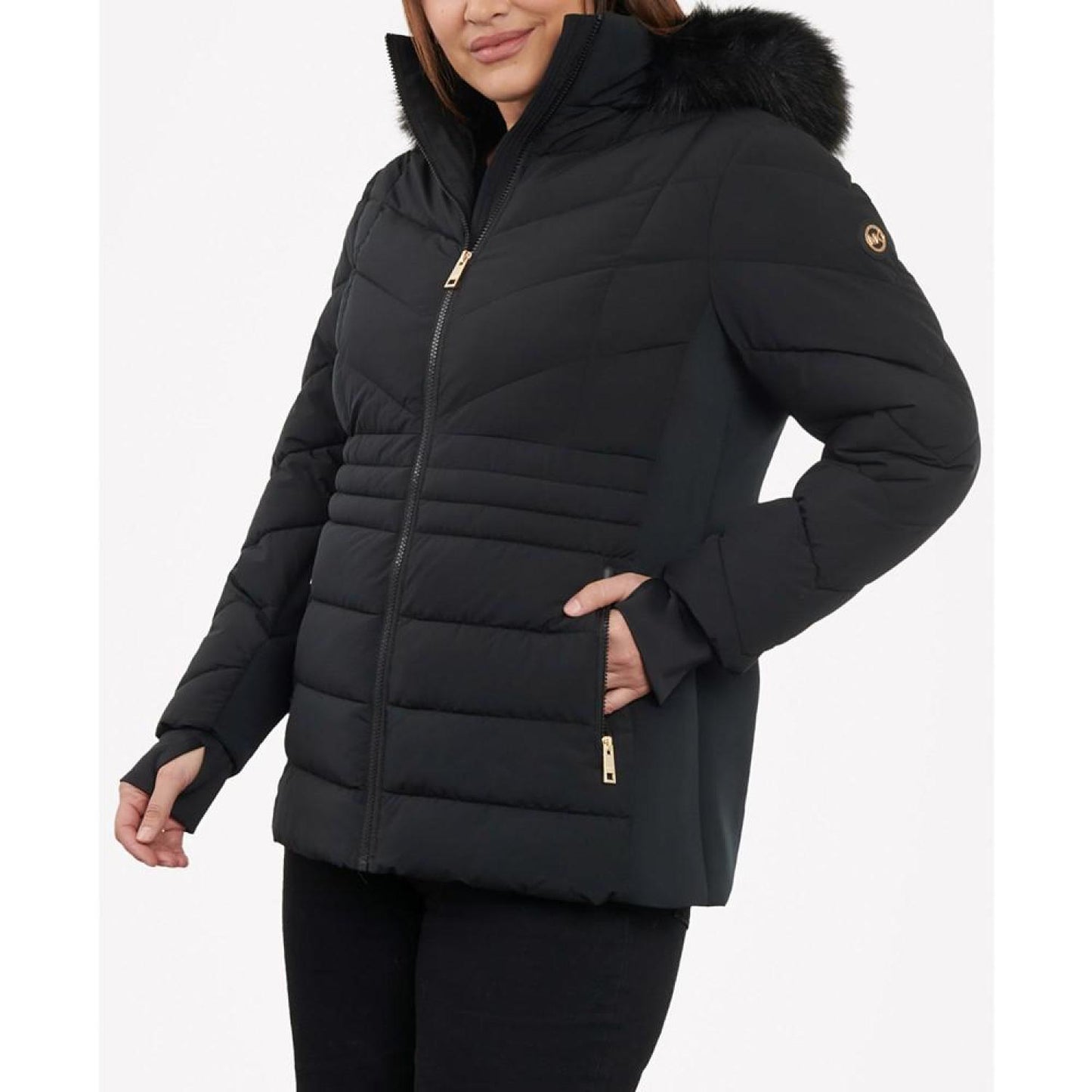 Women's Plus Size Faux-Fur-Trim Hooded Puffer Coat