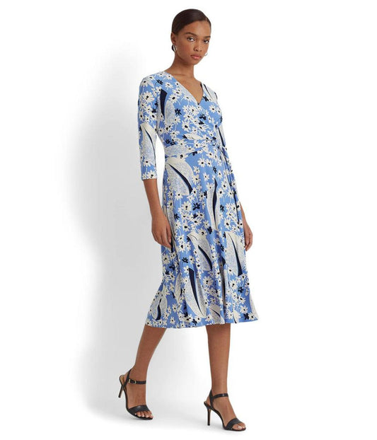 Floral Surplice Jersey Dress