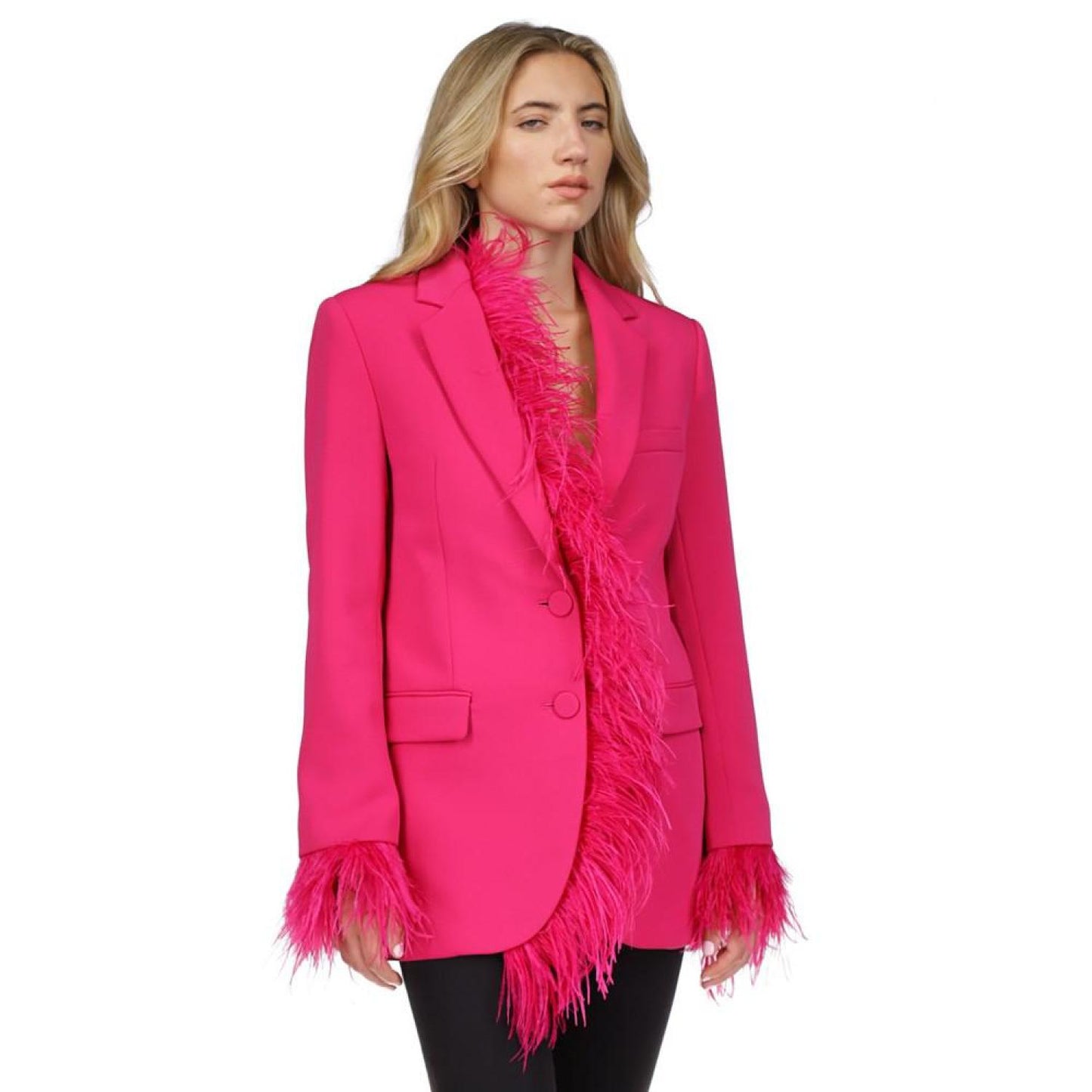 Women's Boyfriend Blazer with Removable Feathers