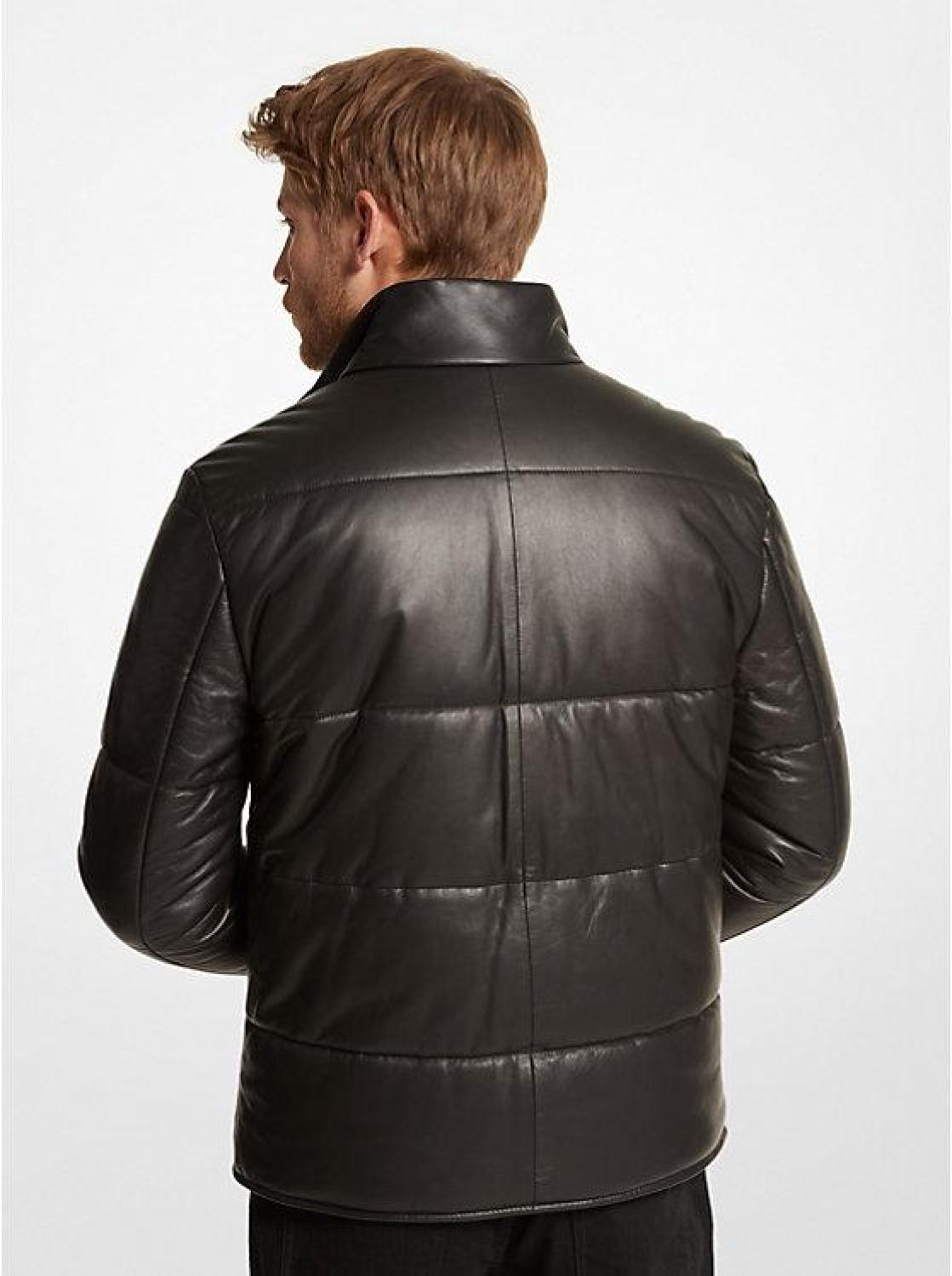 Quilted Leather Puffer Jacket