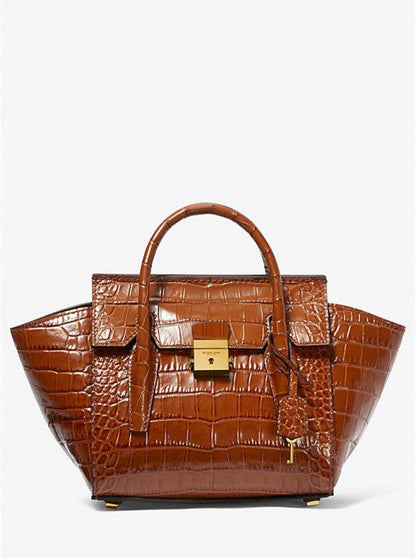 Campbell Mini Crocodile Embossed Leather Satchel