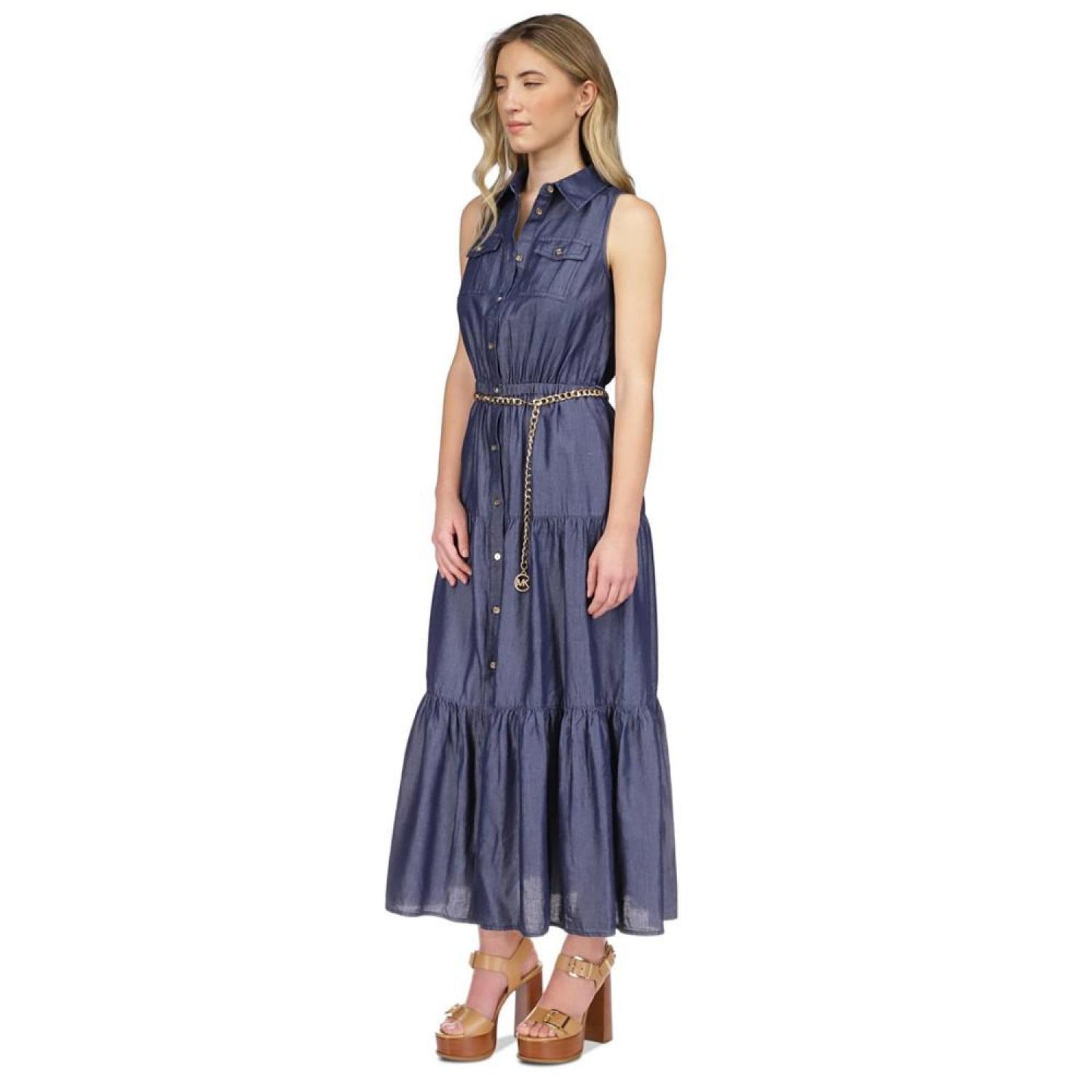 Women's Tiered Maxi Shirtdress, Regular & Petite