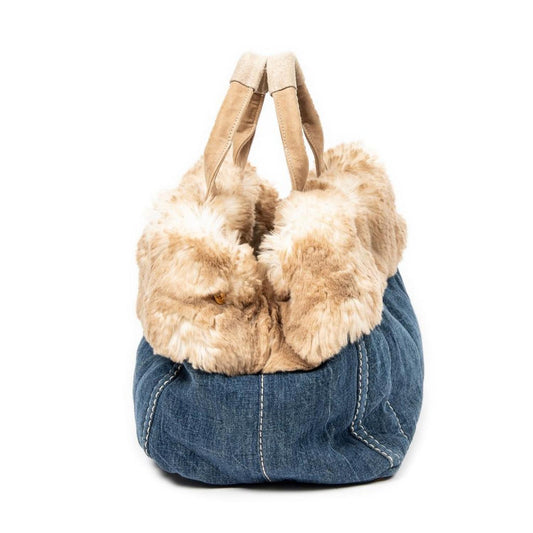 Large Fur Canapa Denim Tote