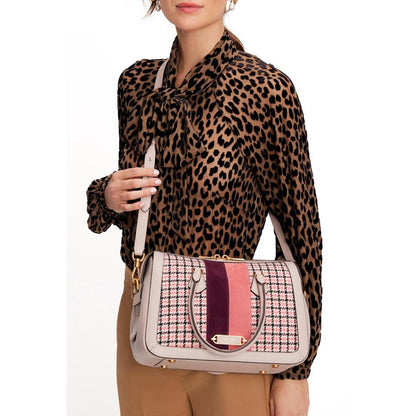 Gramercy Racing Stripe Plaid Twill Fabric Small Satchel