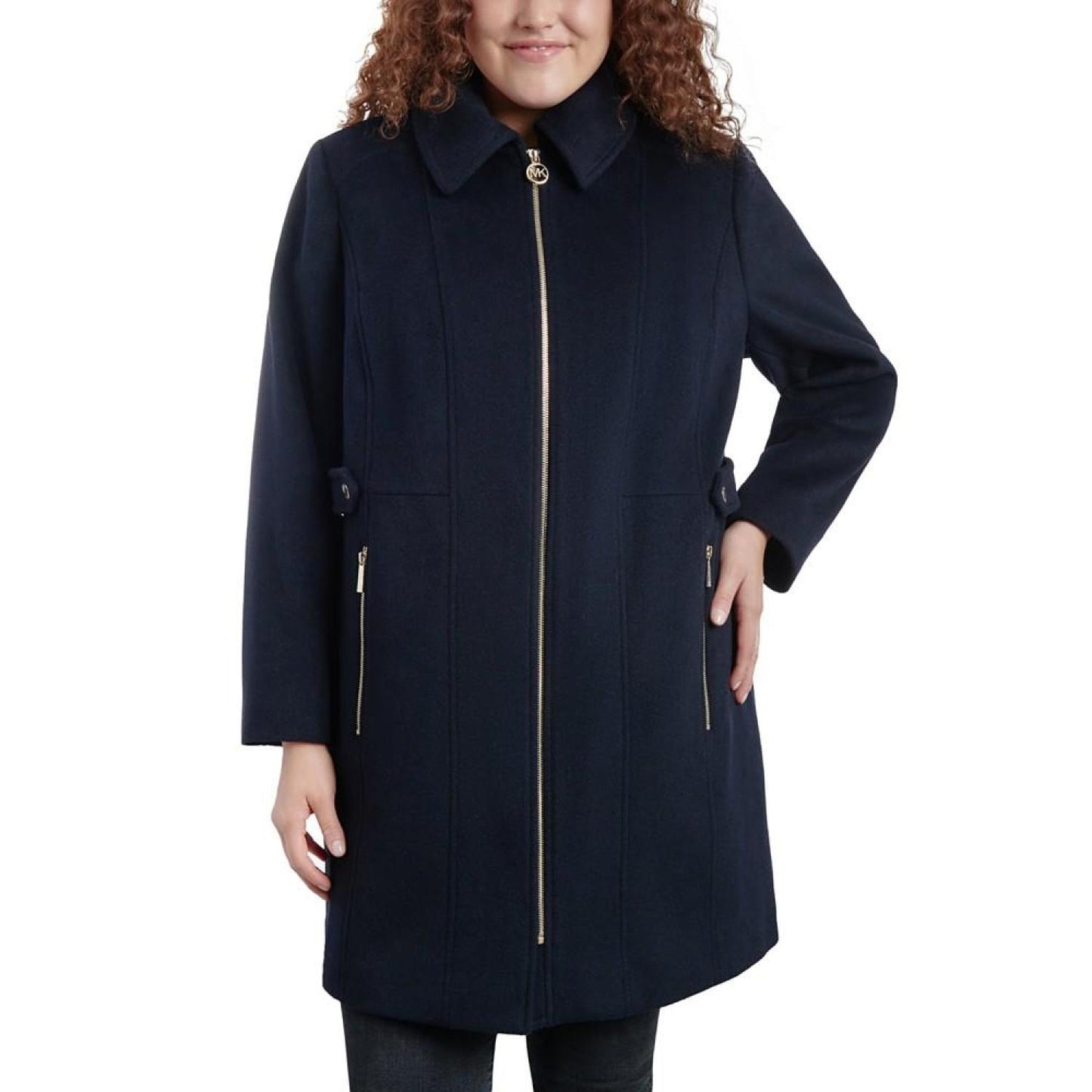 Women's Plus Size Club-Collar Zip-Front Coat