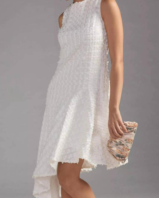 Textured Asymmetrical Dress In White