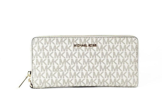 Michael Kors Jet Set Travel Large ivory Signature Continental Wristlet Women's Wallet