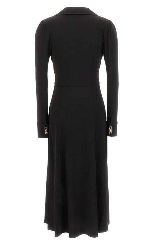 Michael Michael Kors Long Sleeved V-Neck Midi Dress