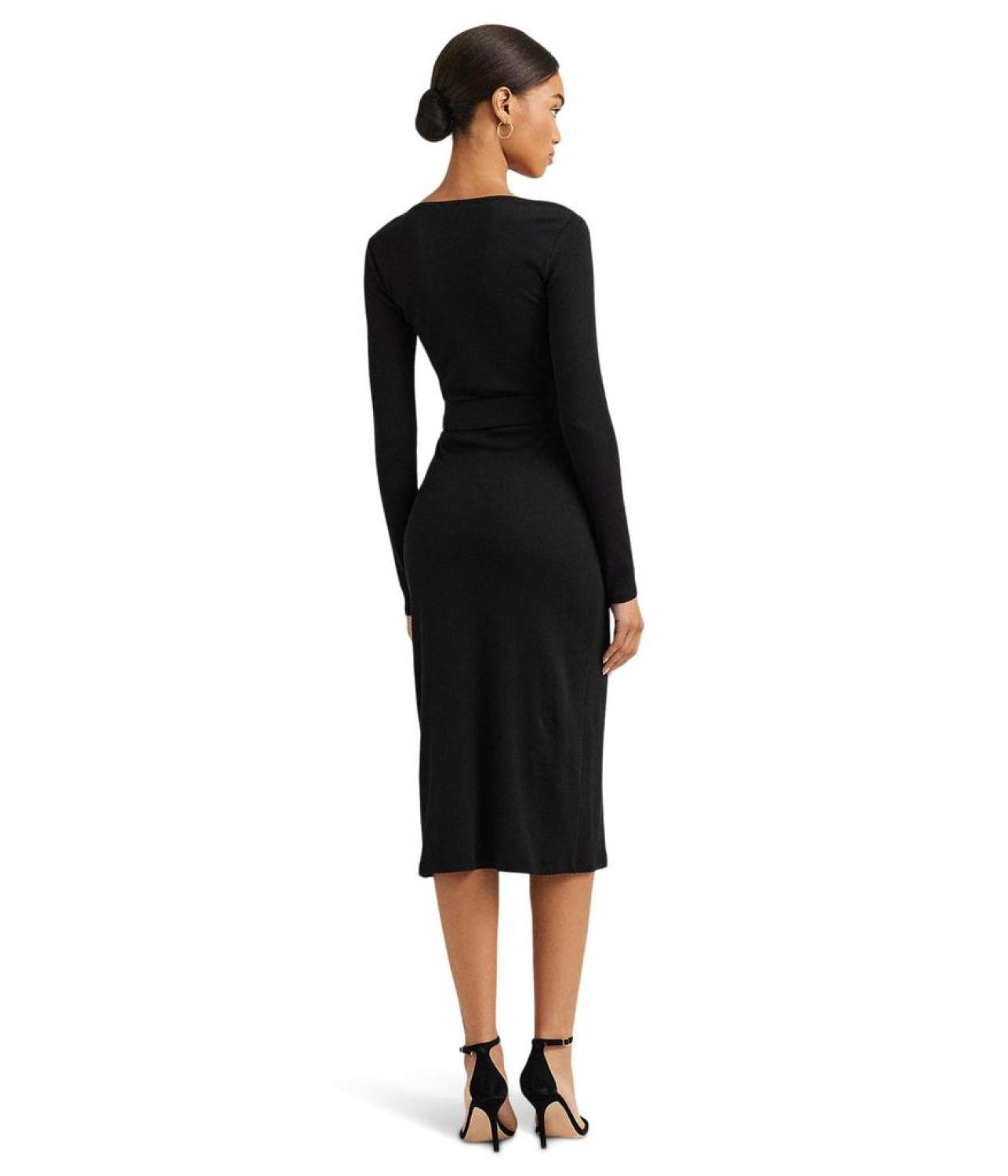 Belted Rib-Knit Dress