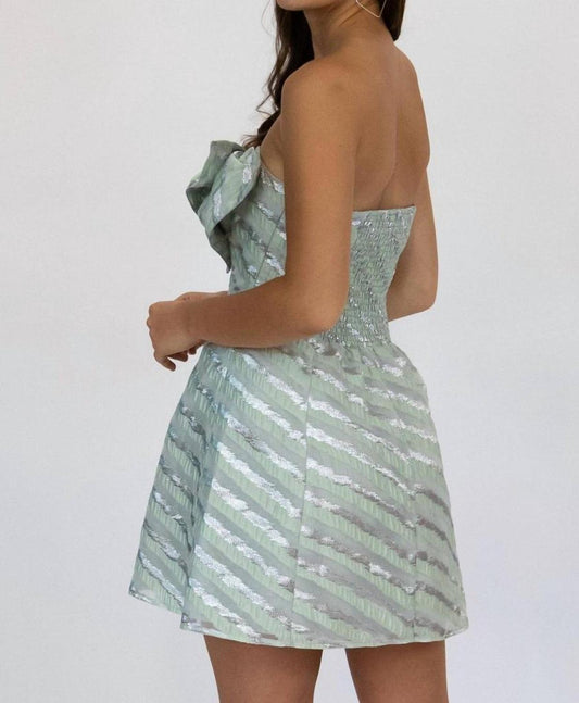 Bow-Tie Tube Dress In Green/silver