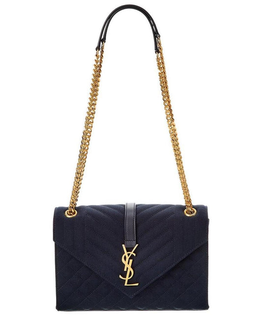 Saint Laurent Envelope Medium Canvas & Leather Shoulder Bag