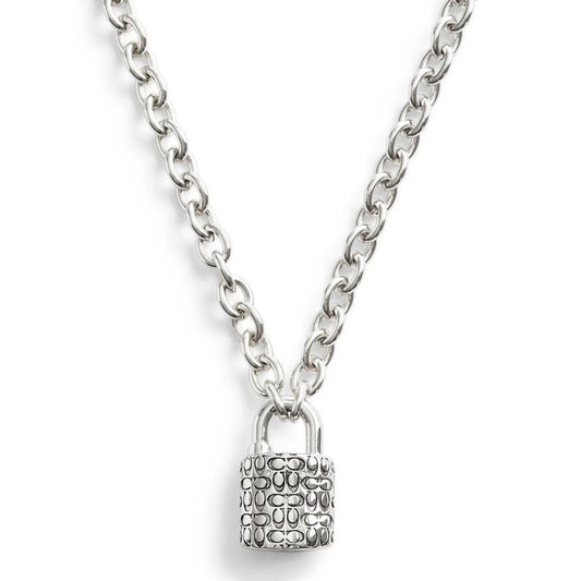 Faux Stone Signature Quilted Padlock Pendant Necklace