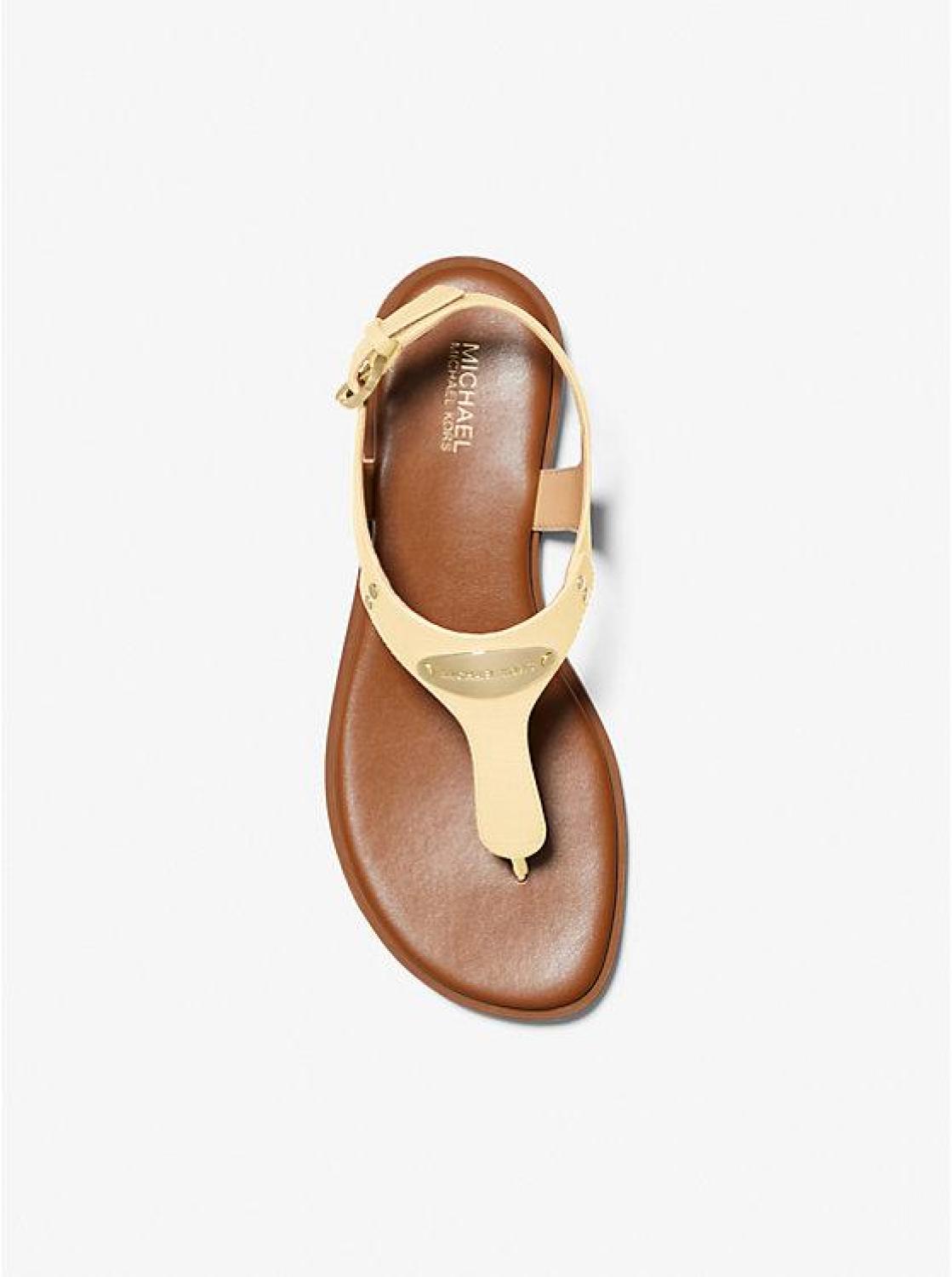 Logo Plate Leather Sandal