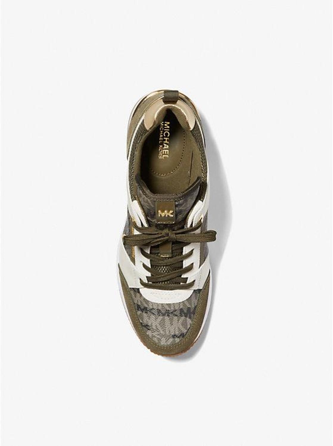 Georgie Animal Print Logo and Leather Trainer