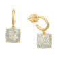 Square Glitter Stone Charm Huggie Hoop Earrings