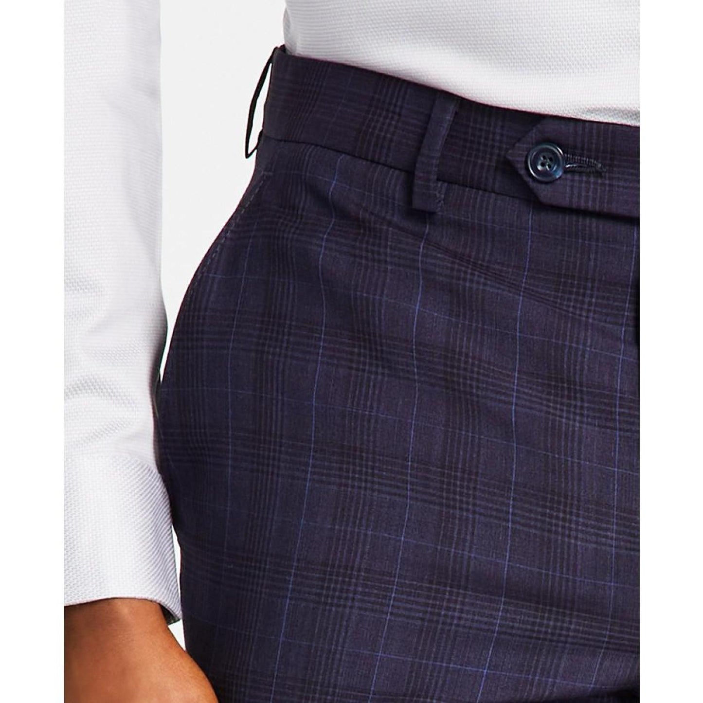 Men's Classic Fit Wool-Blend Plaid Suit Pants