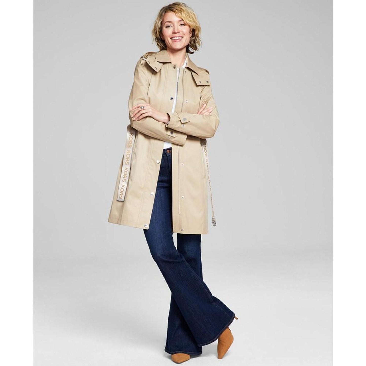 Women's Petite Hooded Belted Trench Coat, Created for Macy's