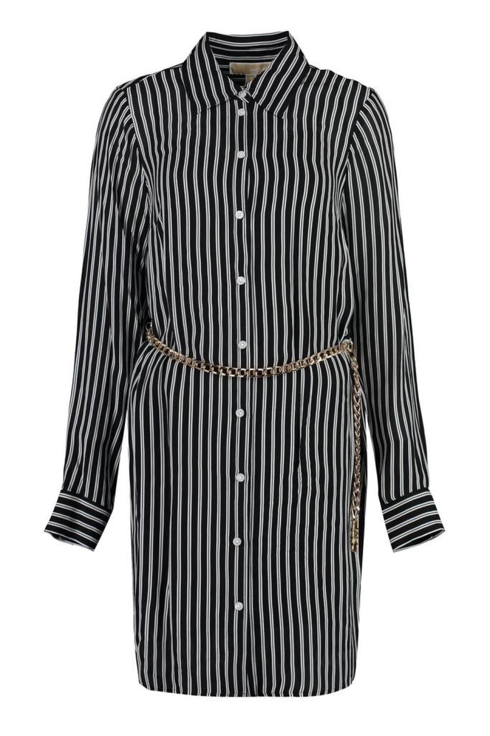 Michael Kors Striped Long-Sleeved Shirt Dress