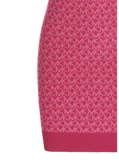 Michael Michael Kors Monogram-Jacquard Crewneck Dress