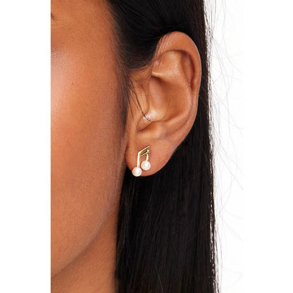 Gold-Tone Hit the Town Music Note Stud Earrings