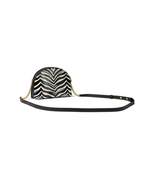 Morgan Zebra Print Double Zip Dome Crossbody