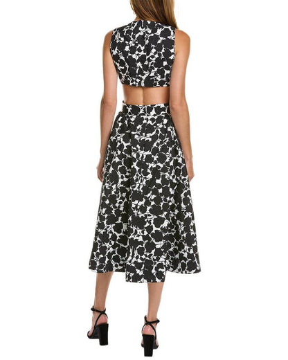 Michael Kors Shadow Floral Cut Out Silk-Blend Dress