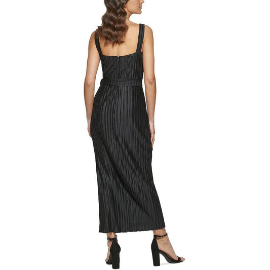 Womens Shutter Pleat Maxi Evening Dress