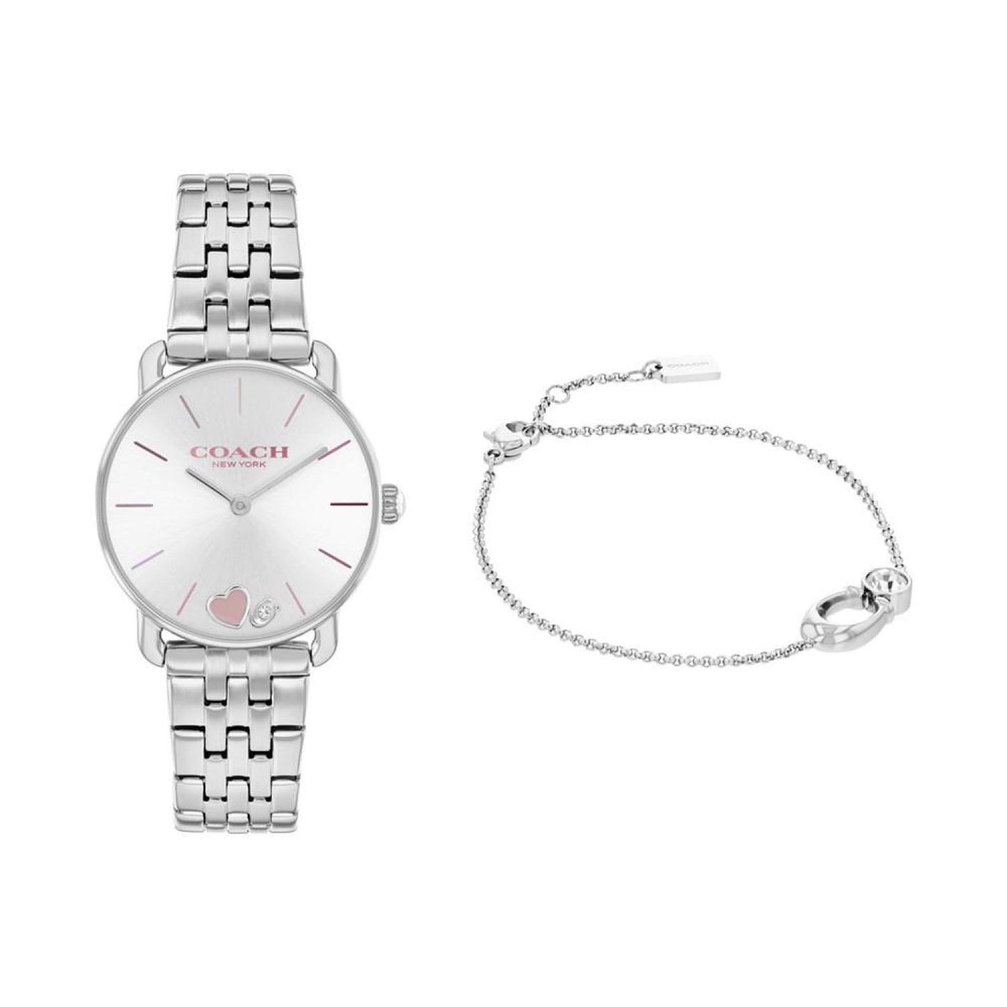 Women's Elliot Silver-Tone Stainless Steel Bracelet Watch 28mm Gift Set