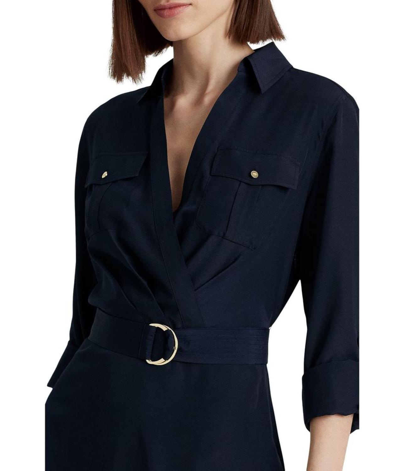 Belted Crepe Shirtdress