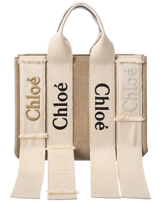 Chloé Woody Small Canvas & Leather Tote