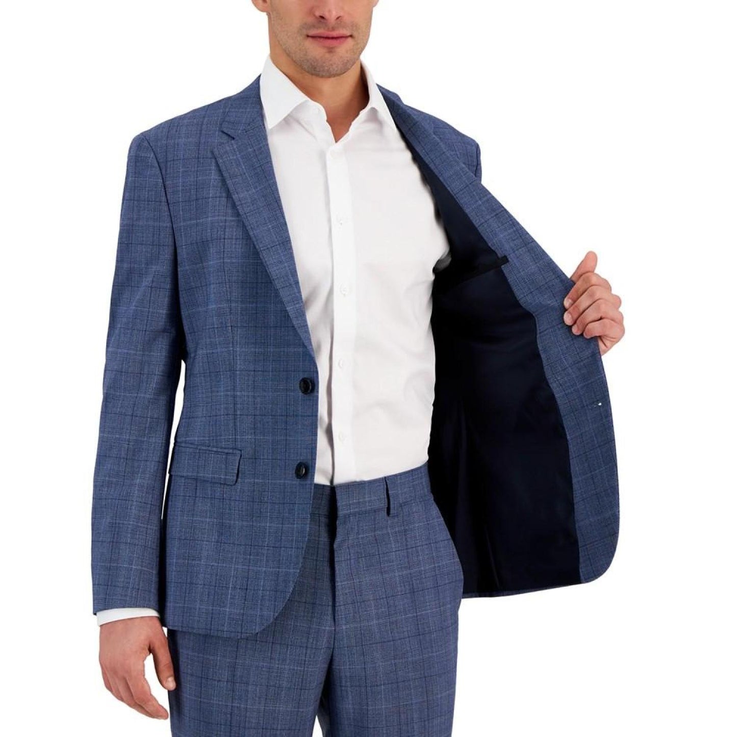 Men's Modern-Fit Plaid Wool Blend Suit Jacket