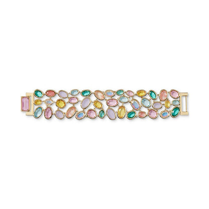 Gold-Tone Multicolor Cubic Zirconia Statement Flex Bracelet