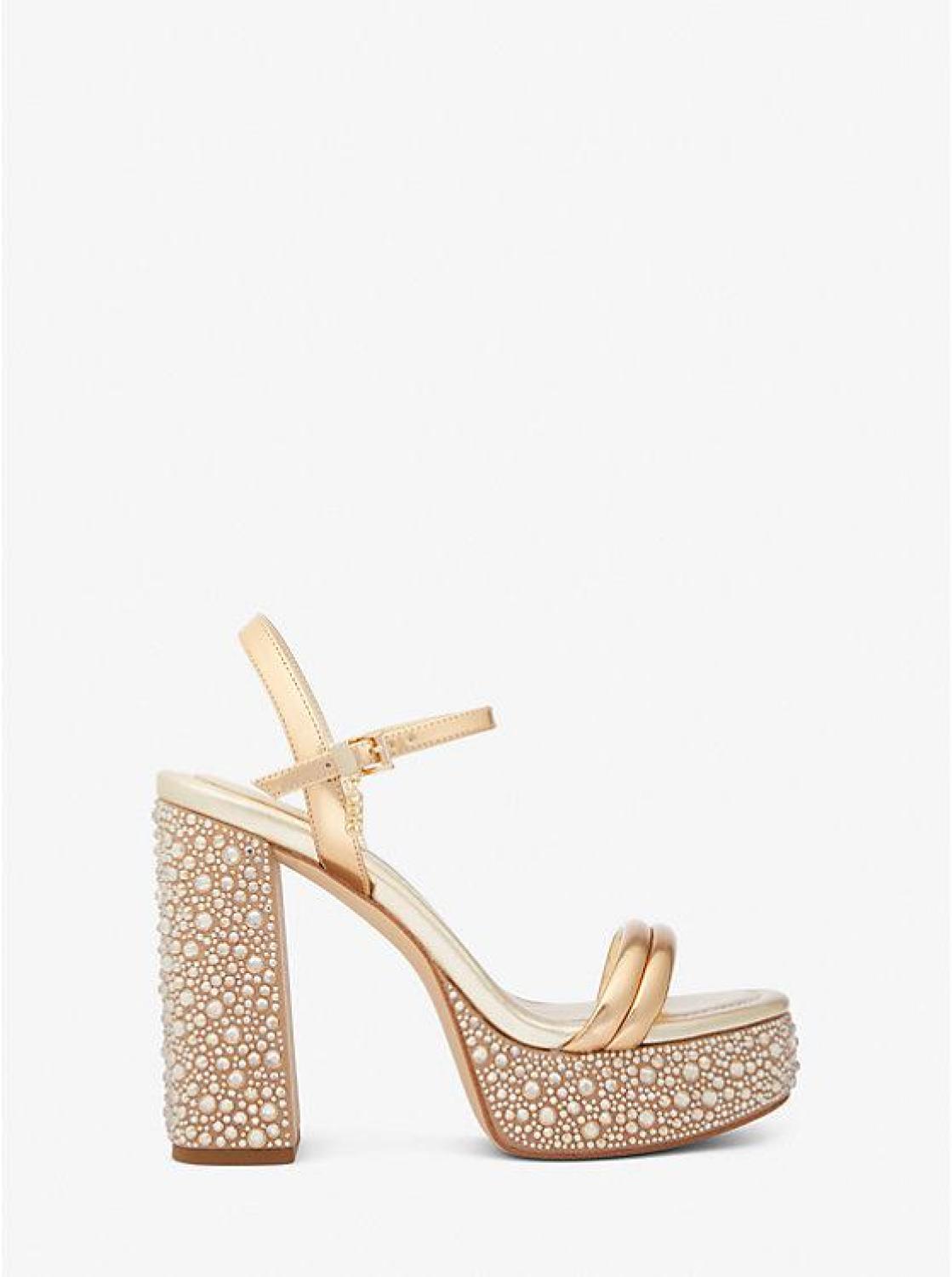 Laci Embellished Metallic Leather Platform Sandal