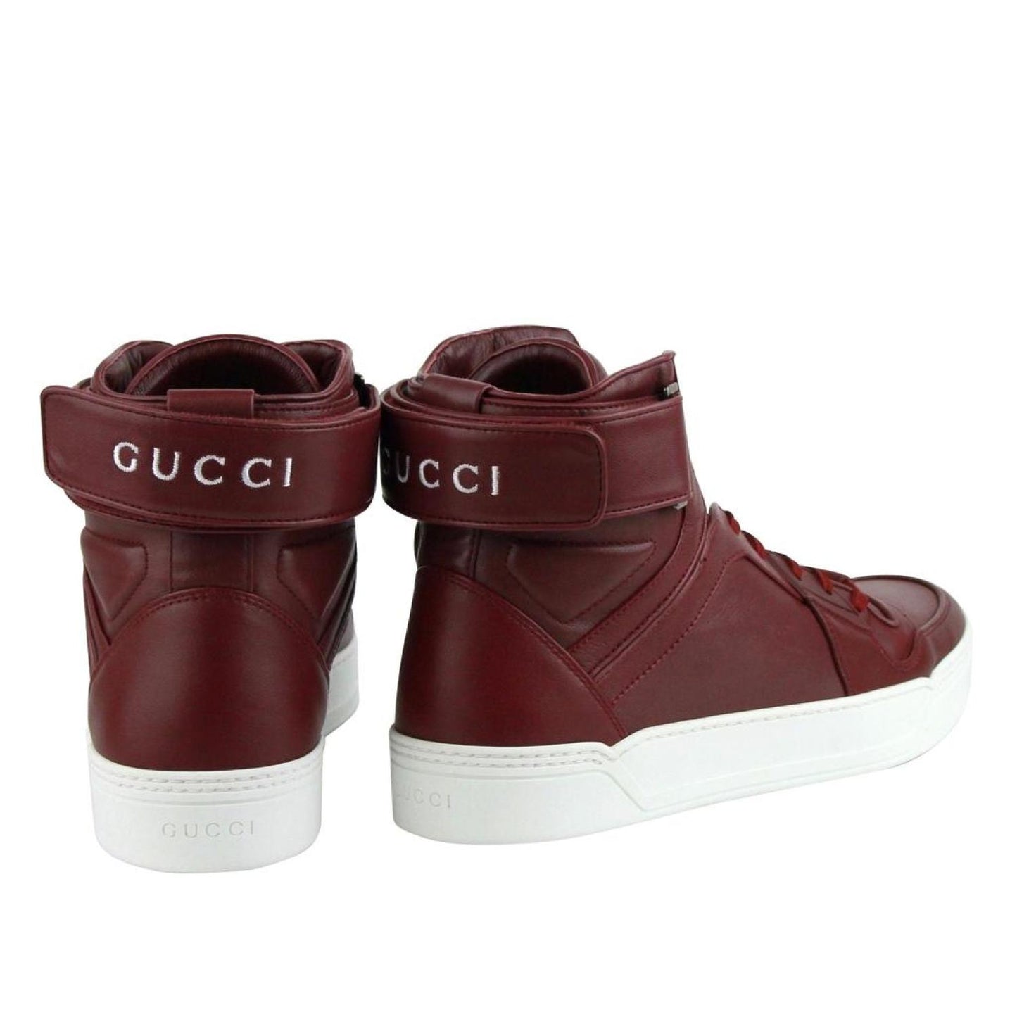 Gucci Men's High Top Strong  Leather Sneakers With Strap