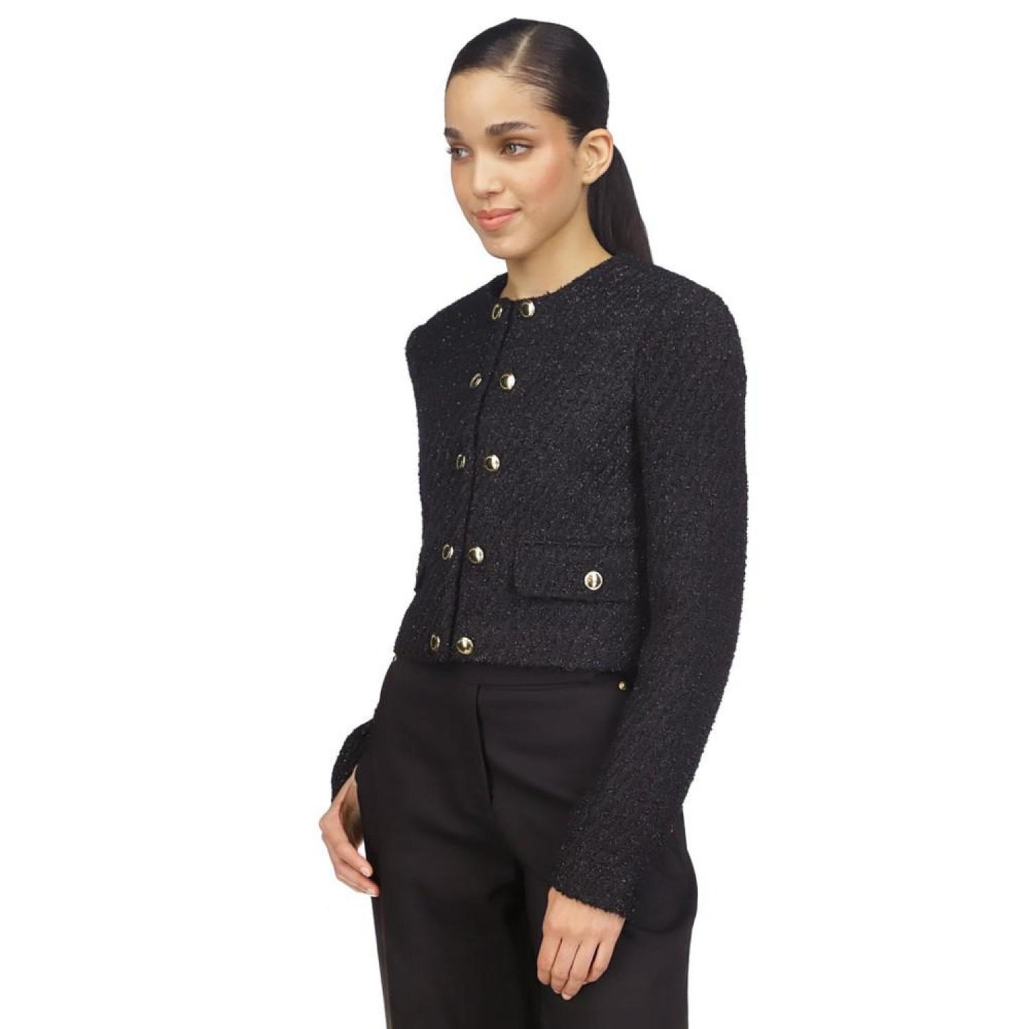 Women's Tweed Collarless Jacket