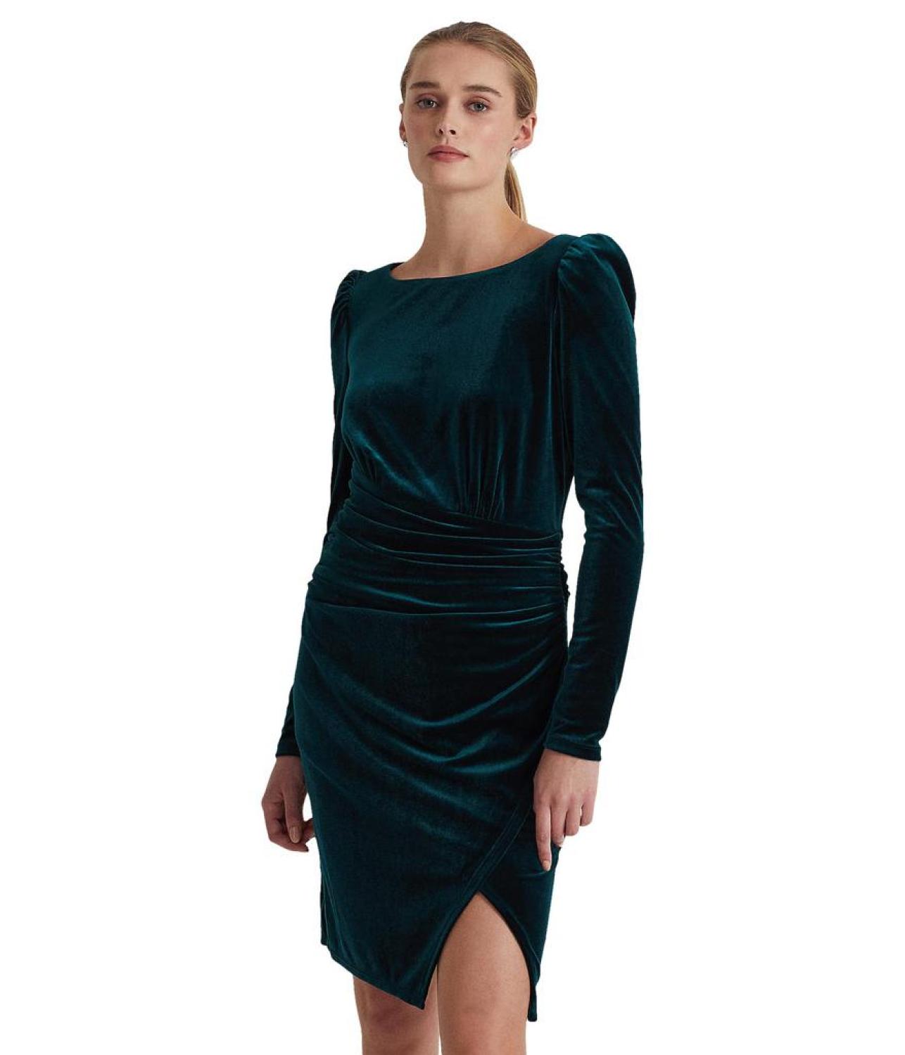 Velvet Puff-Sleeve Cocktail Dress