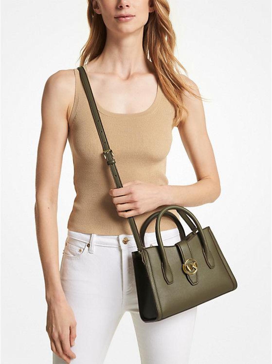 Faux store leather satchel