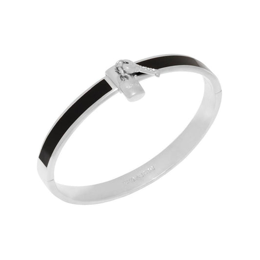 Black Signature Sculpted C Charm Bangle Bracelet