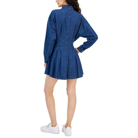 Women's Pleated-Waist Denim Shirtdress