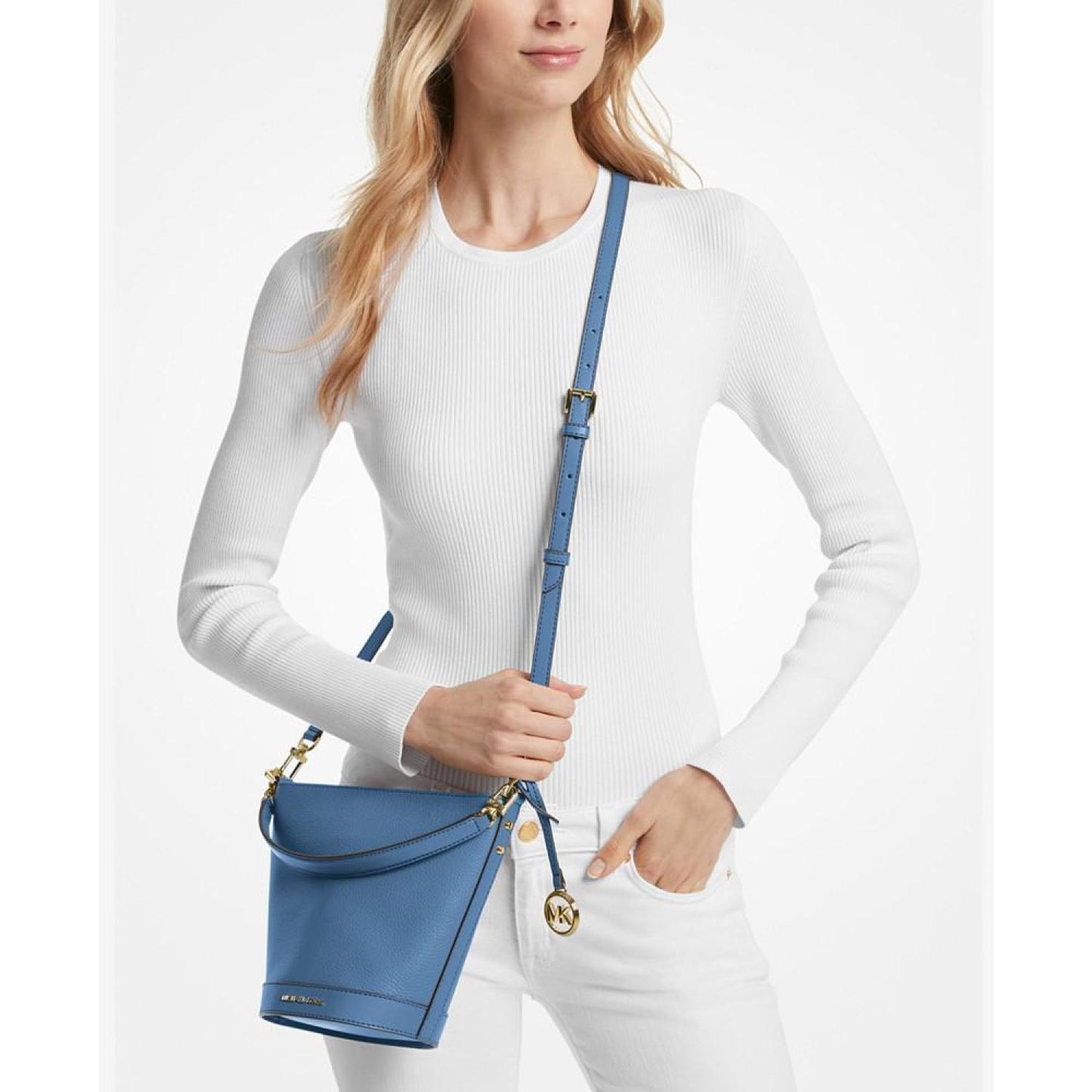 Townsend Small Leather Top-Zip Convertible Bucket Crossbody