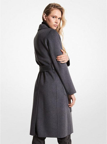 Wool Blend Wrap Coat