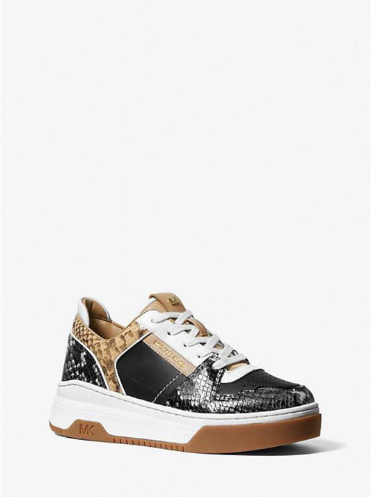 Lexi Two-Tone Snake Embossed Leather Trainer