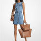 Chain-Link Denim Belted Dress