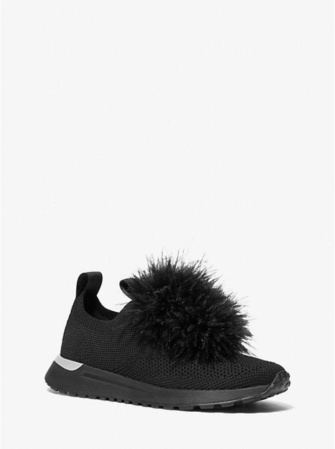 Bodie Feather Trim Stretch Knit Slip-On Trainer