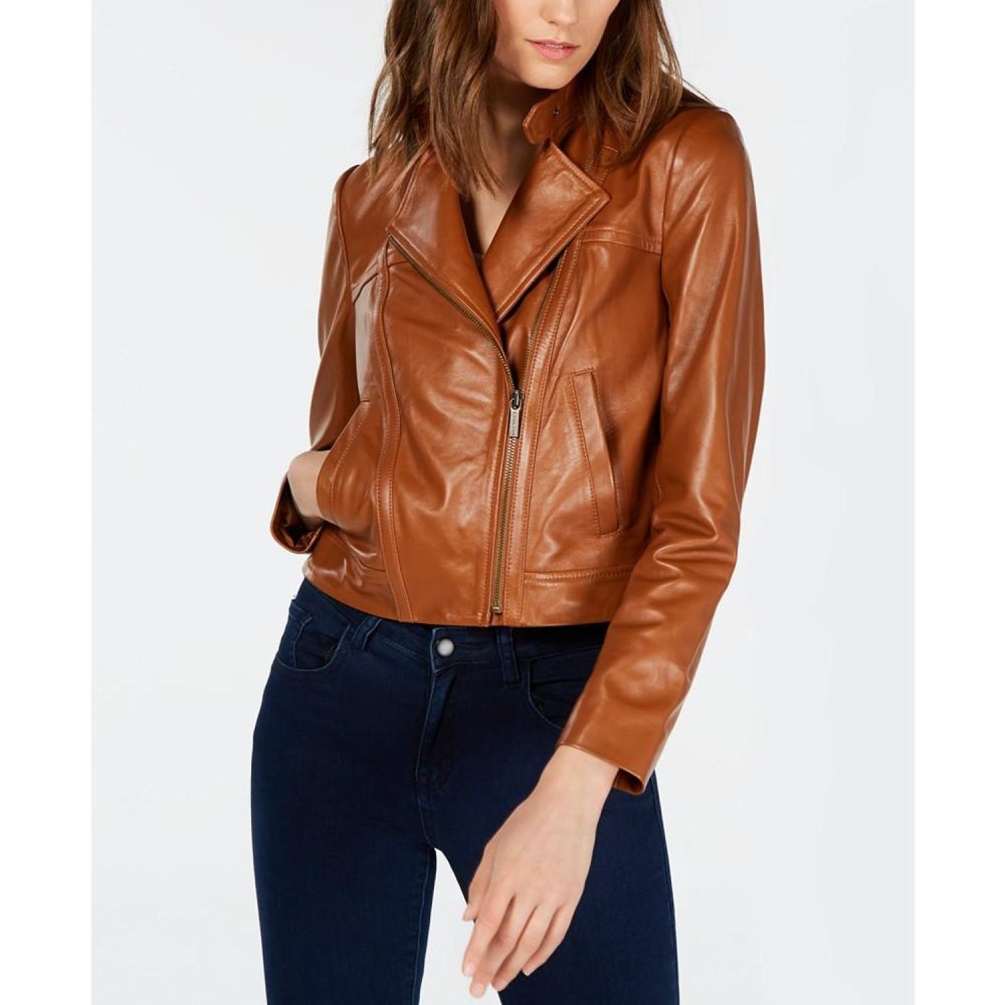 Petite Leather Moto Jacket