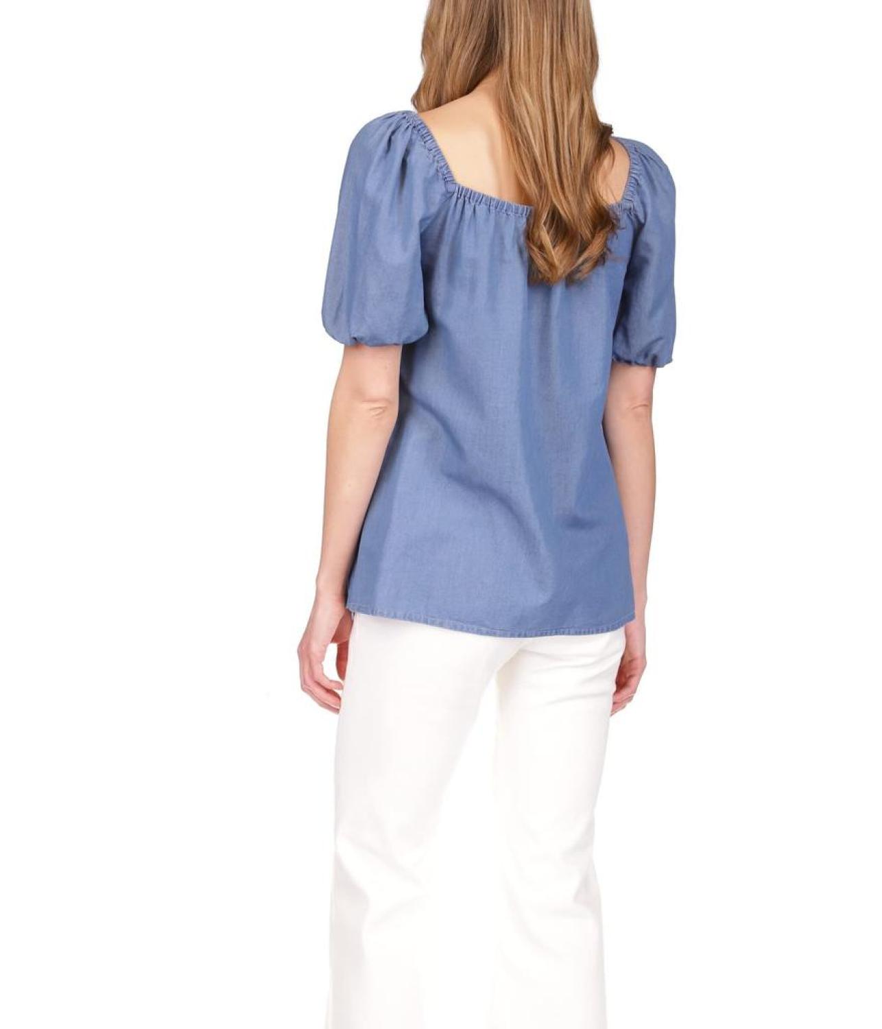 Chambray Square Neck Top