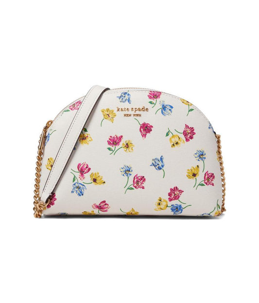 Morgan Tulip Toss Printed Soft Milling PVC Double Zip Dome Crossbody