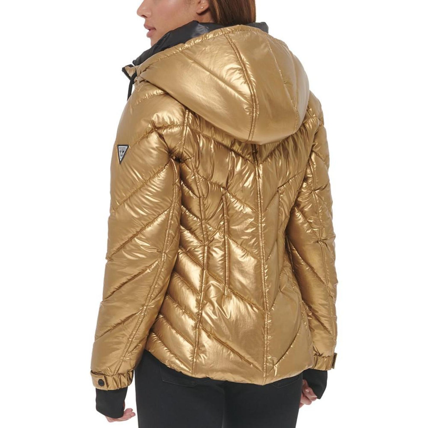 Women's Metallic Quilted Hooded Puffer Coat, Created for Macy's