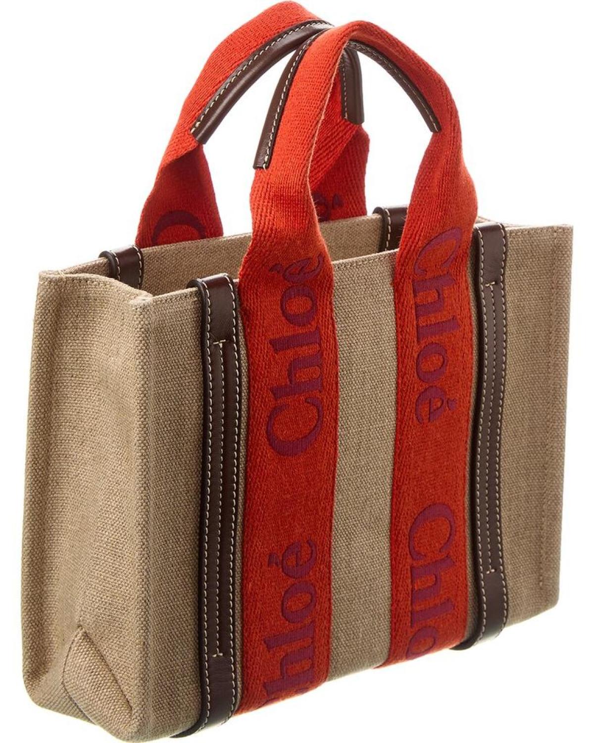 Chloé Woody Small Canvas & Leather Tote